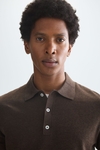 Gassed cotton knit polo shirt
