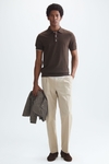Gassed cotton knit polo shirt