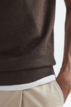 Gassed cotton knit polo shirt