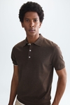 Gassed cotton knit polo shirt