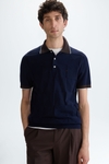 Origami textured knit polo shirt