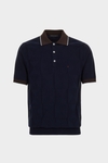 Origami textured knit polo shirt