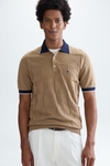 Origami textured knit polo shirt