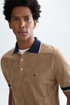 Origami textured knit polo shirt