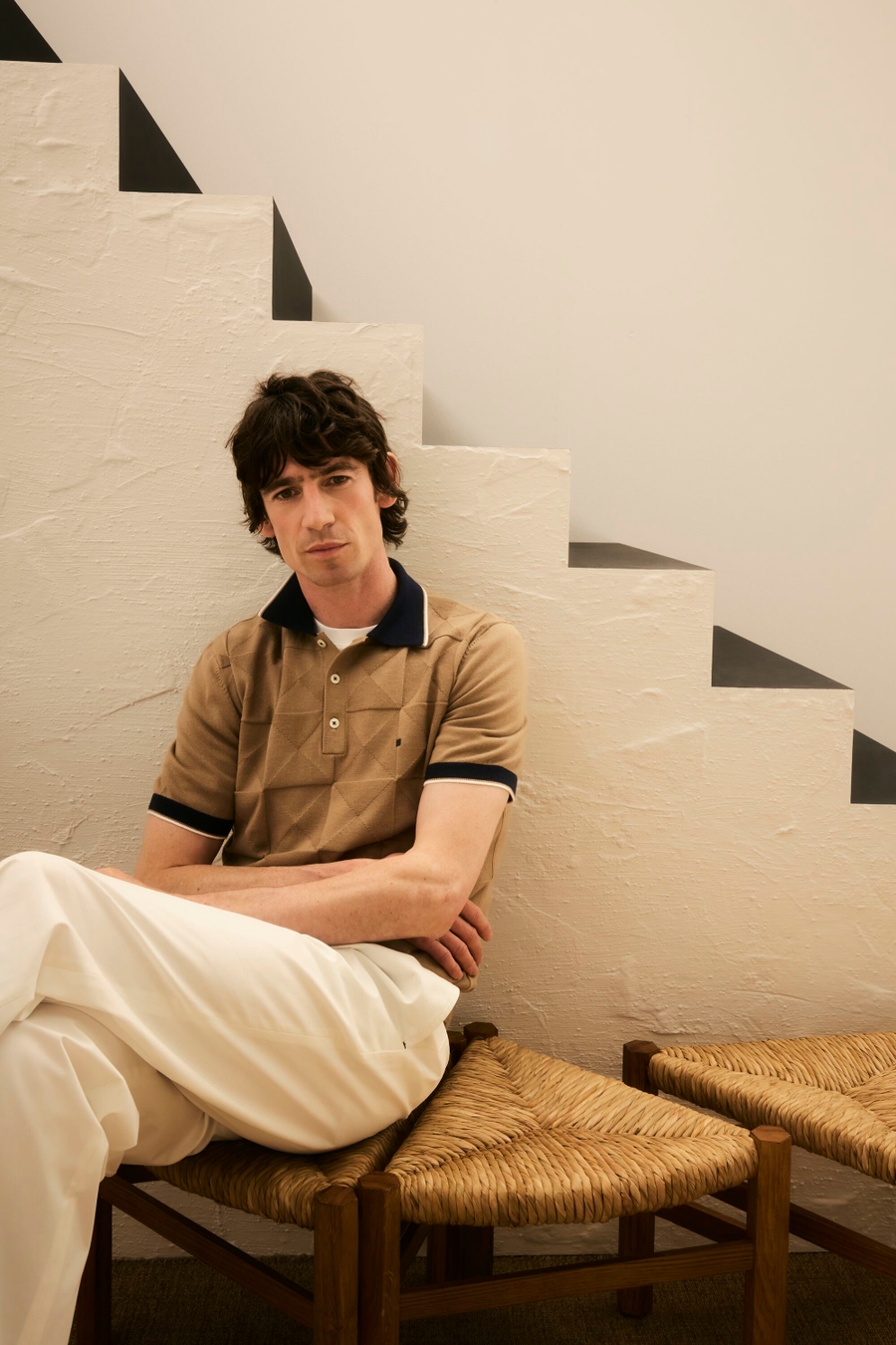 ORIGAMI TEXTURED KNIT POLO SHIRT