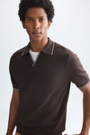 Textured pima cotton knit polo shirt
