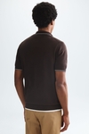 Textured pima cotton knit polo shirt