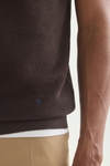 Textured pima cotton knit polo shirt