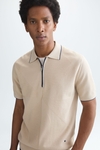 Origami knit half-zip polo shirt