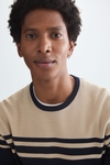 Colorblock pima cotton short-sleeved sweater