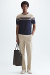Colorblock pima cotton short-sleeved sweater