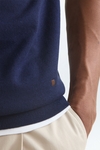 Colorblock pima cotton short-sleeved sweater