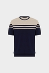 Colorblock pima cotton short-sleeved sweater