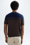 Colorblock pima cotton short-sleeved sweater