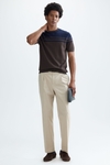 Colorblock pima cotton short-sleeved sweater