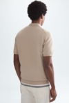Striped textured knit polo shirt