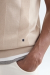 Striped textured knit polo shirt