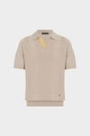 Striped textured knit polo shirt