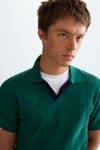 Striped textured knit polo shirt