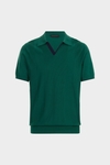 Striped textured knit polo shirt