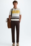 Striped textured knit polo shirt