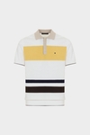 Striped textured knit polo shirt