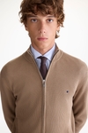 Pima cotton stand-collar cardigan