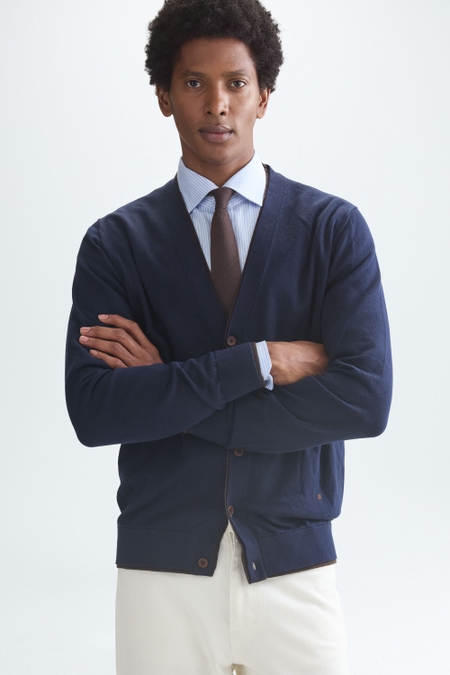 DOUBLE-EFFECT PIMA COTTON CARDIGAN