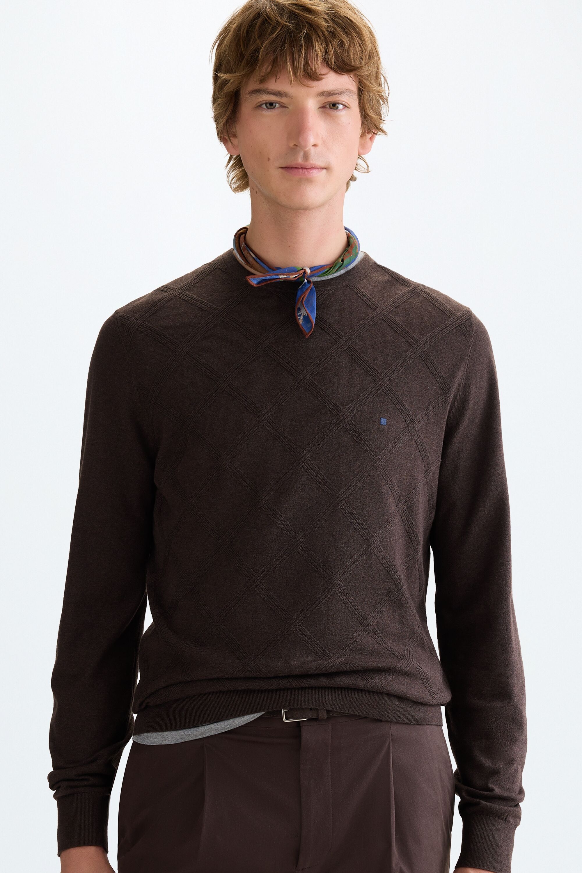Cotton-merino wool textured sweater