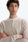 Cotton linen henley-neck sweater