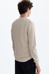 Cotton linen henley-neck sweater