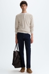 Cotton linen henley-neck sweater