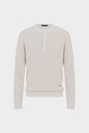 Cotton linen henley-neck sweater