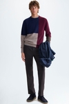 Jersey intarsia colorblock