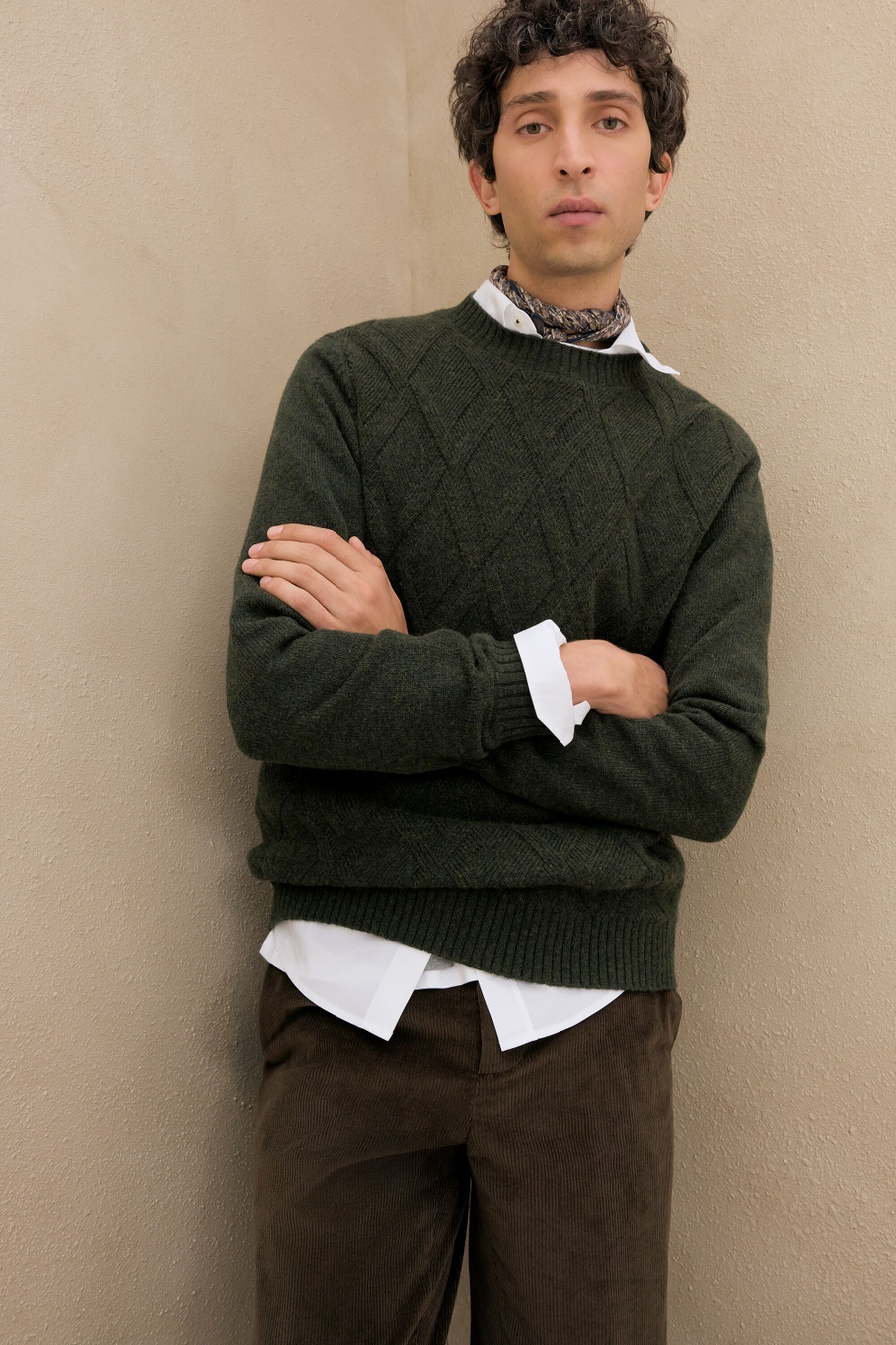 ORIGAMI JACQUARD LAMBSWOOL SWEATER