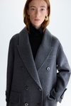 Double-faced wool double-breasted tailored coat