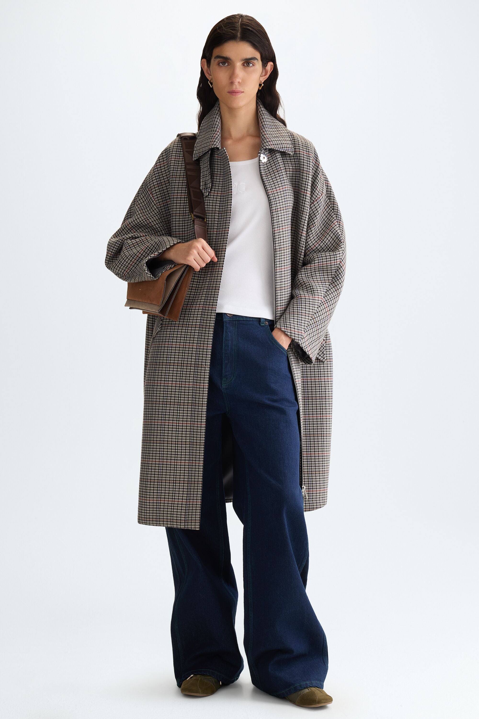 Double-faced oversize houndstooth coat multicolor - Purificacion