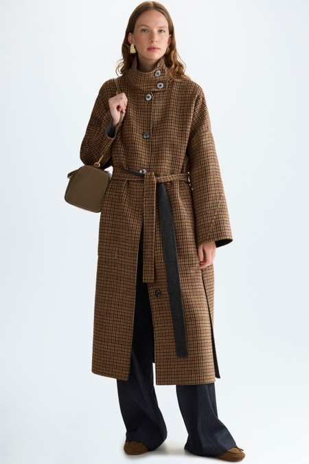 CHEQUERED DOUBLE-FACED WOOL REVERSIBLE COAT