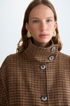 Chequered double-faced wool reversible coat