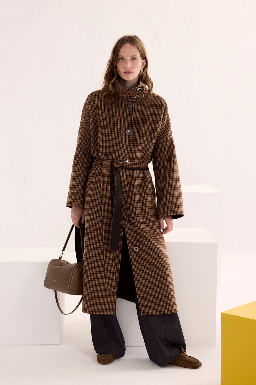 CHEQUERED DOUBLE-FACED WOOL REVERSIBLE COAT