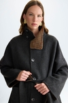 Chequered double-faced wool reversible coat