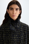 Frayed woven fitted coat