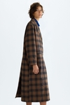 Tailored checked wool coat with Cala print