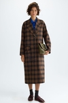 Tailored checked wool coat with Cala print