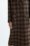 Tailored checked wool coat with Cala print