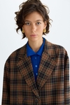 Tailored checked wool coat with Cala print