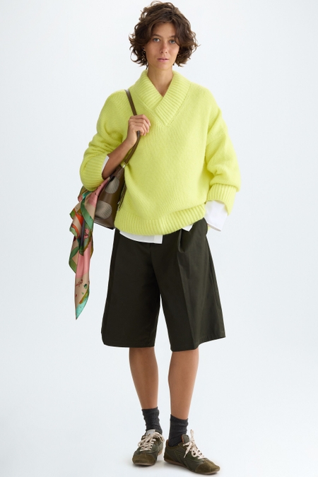 STRAIGHT COTTON TWILL BERMUDA SHORTS