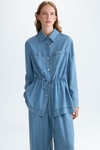 Denim-effect tencel straight-fit shirt