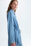 Denim-effect tencel straight-fit shirt