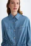 Denim-effect tencel straight-fit shirt